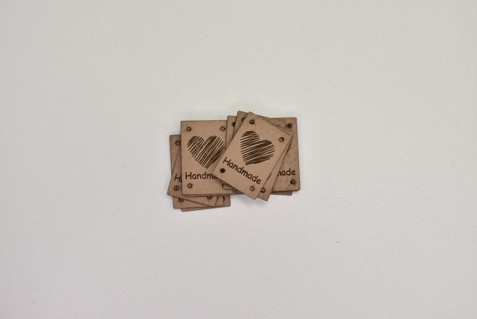 Štítek koženka, Handmade béžová krátký (E)