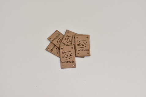 Štítek koženka, Handmade kočičky béžová krátký (E)