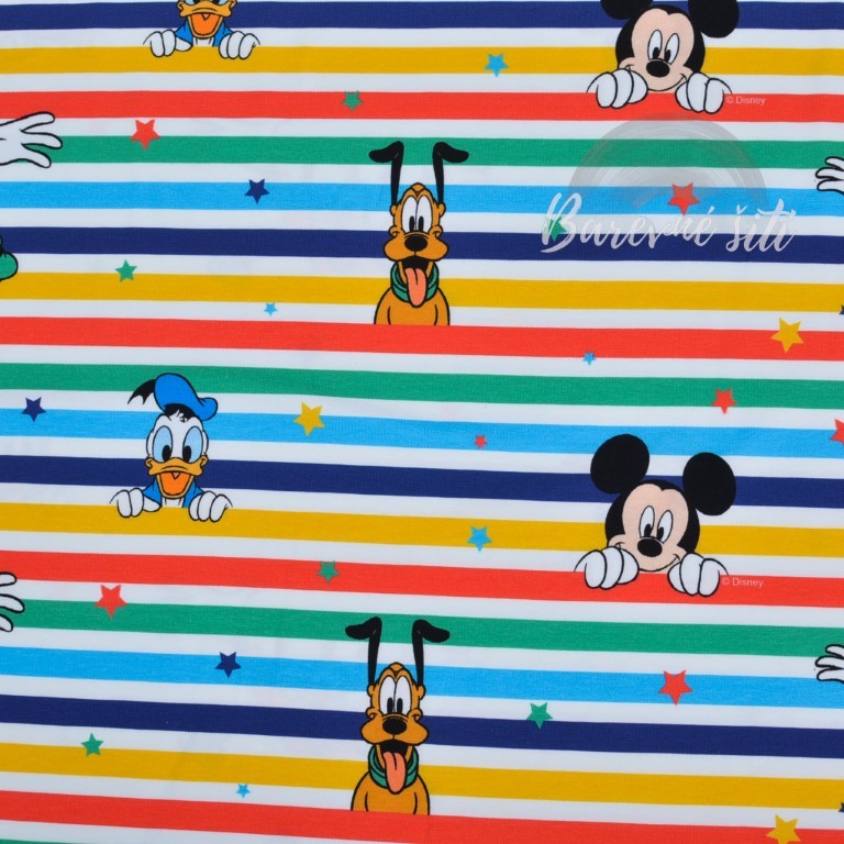 Úplet Mickeyho klubík barevné pruhy (E)