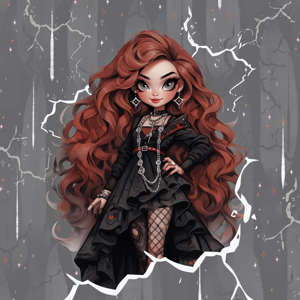 Teplákovina, Gothic girl, rudovláska, panel (E)