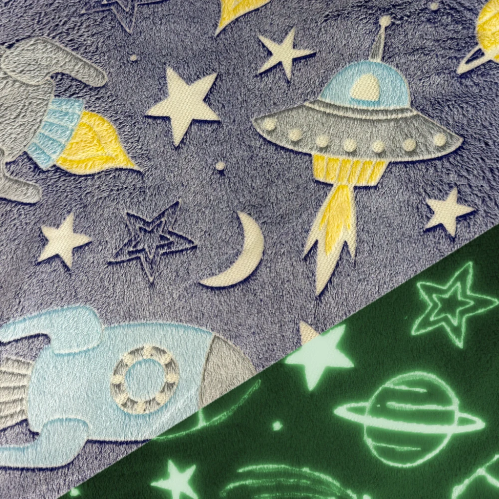 Wellness Fleece svítící ve tmě Raketa, UFO (E)
