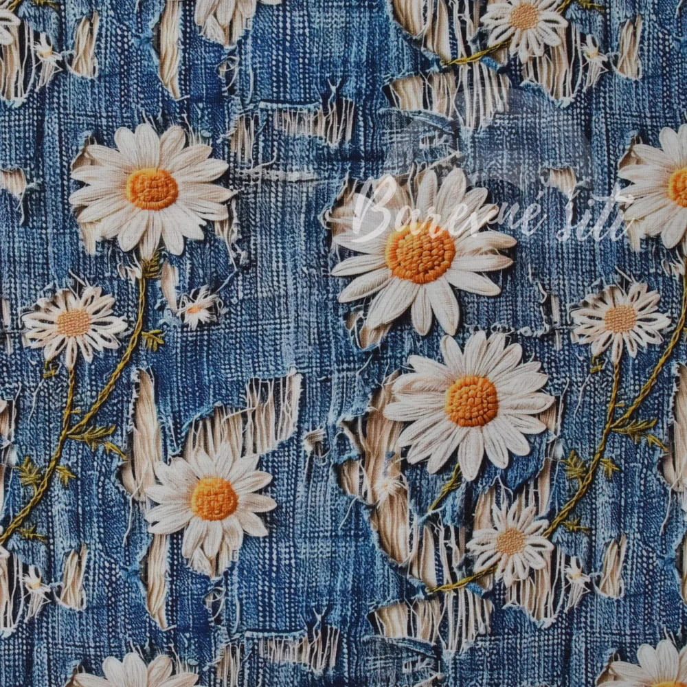 Úplet, Roztrhaný jeans a kopretiny (E) 0,45m/ks