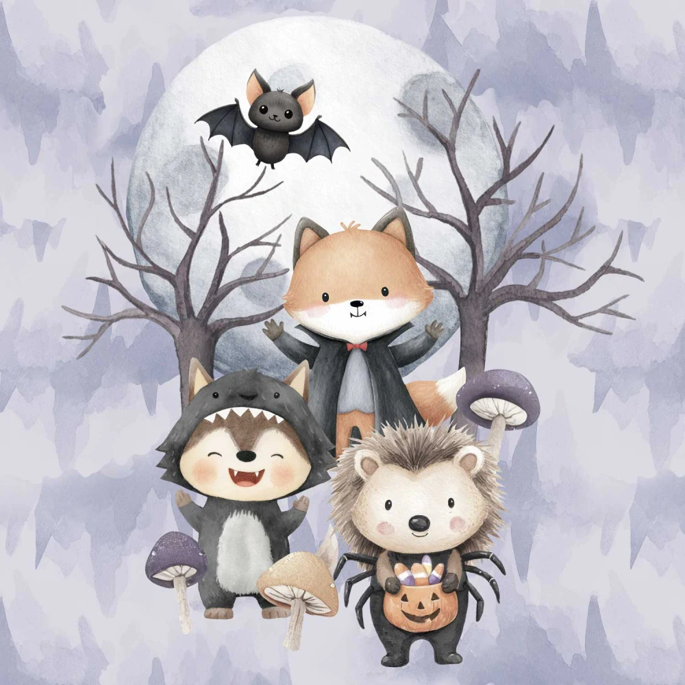 Teplákovina Halloweenská zvířátka, panel (E)
