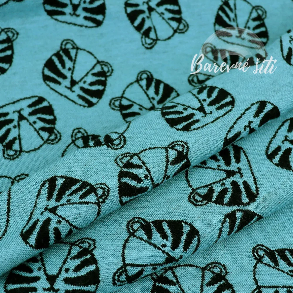 Merino Tygr aqua a černá (E)