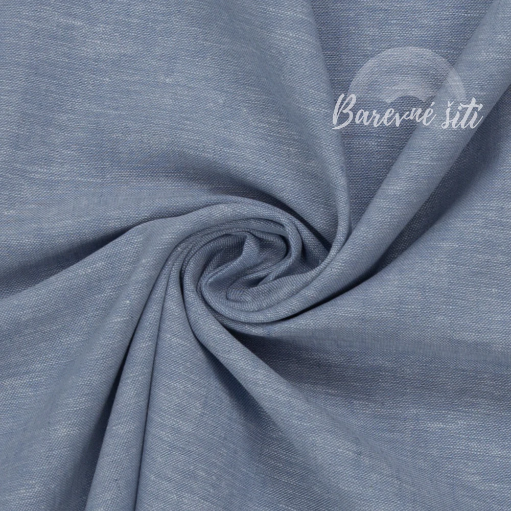 Len s bavlnou Jeans efekt Denim (E)