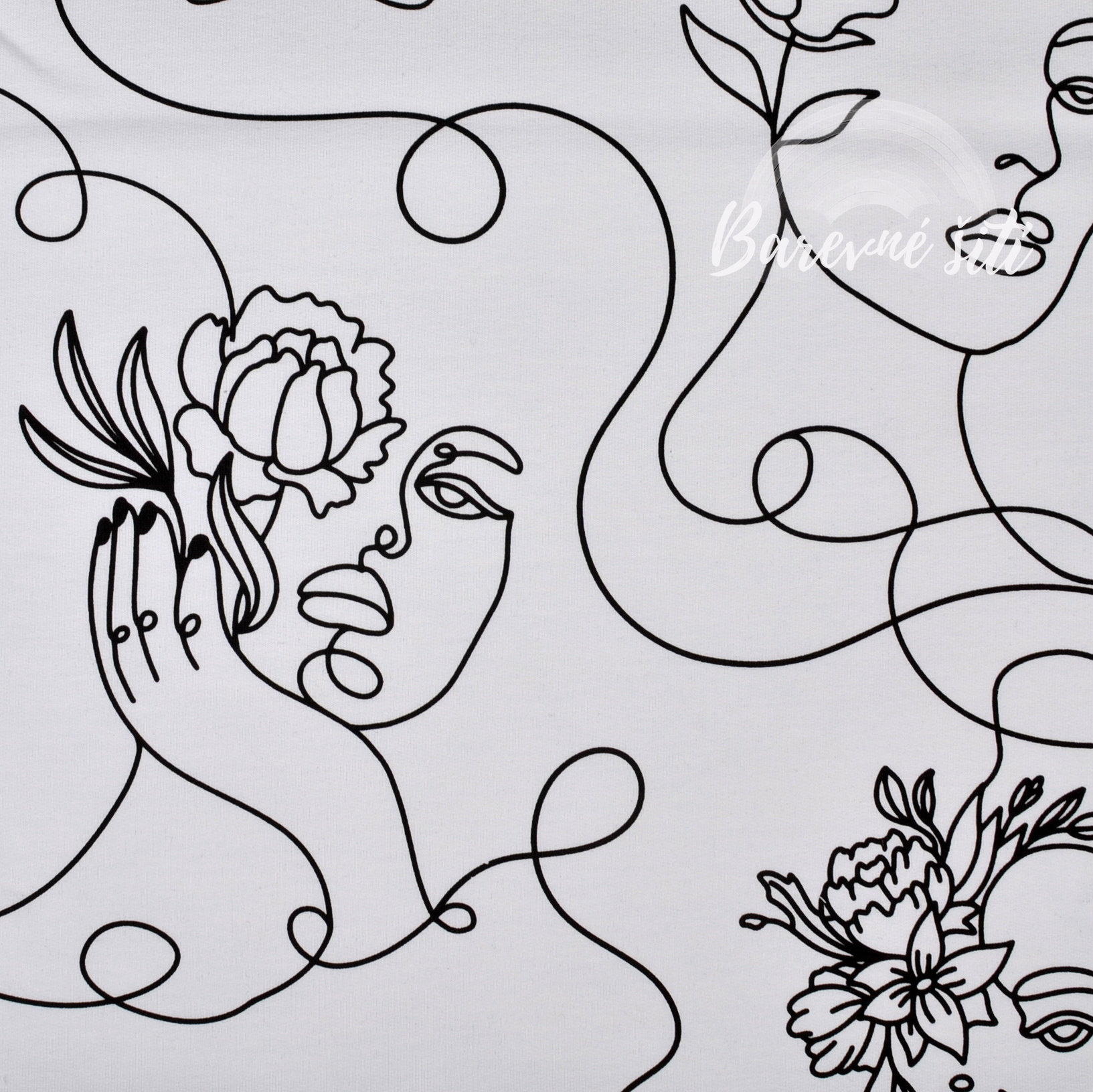 Úplet, Pařížanka s květy, bílá Premium (E) II. jakost 2m/ks