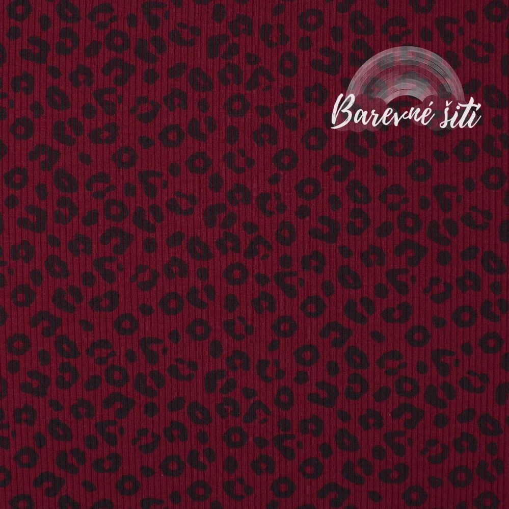 Žebrovaný úplet, Leopard bordó (E) 0,40m/ks