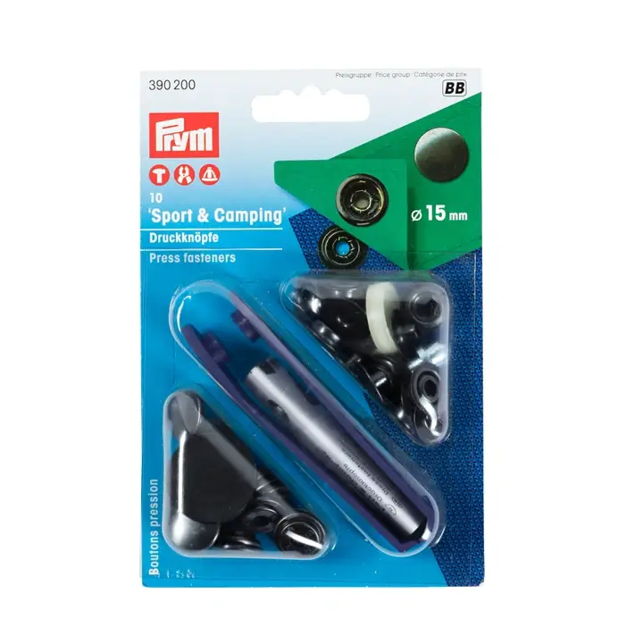 Stiskací knoflíky Sport CAMPING 15 mm černá Prym (E)