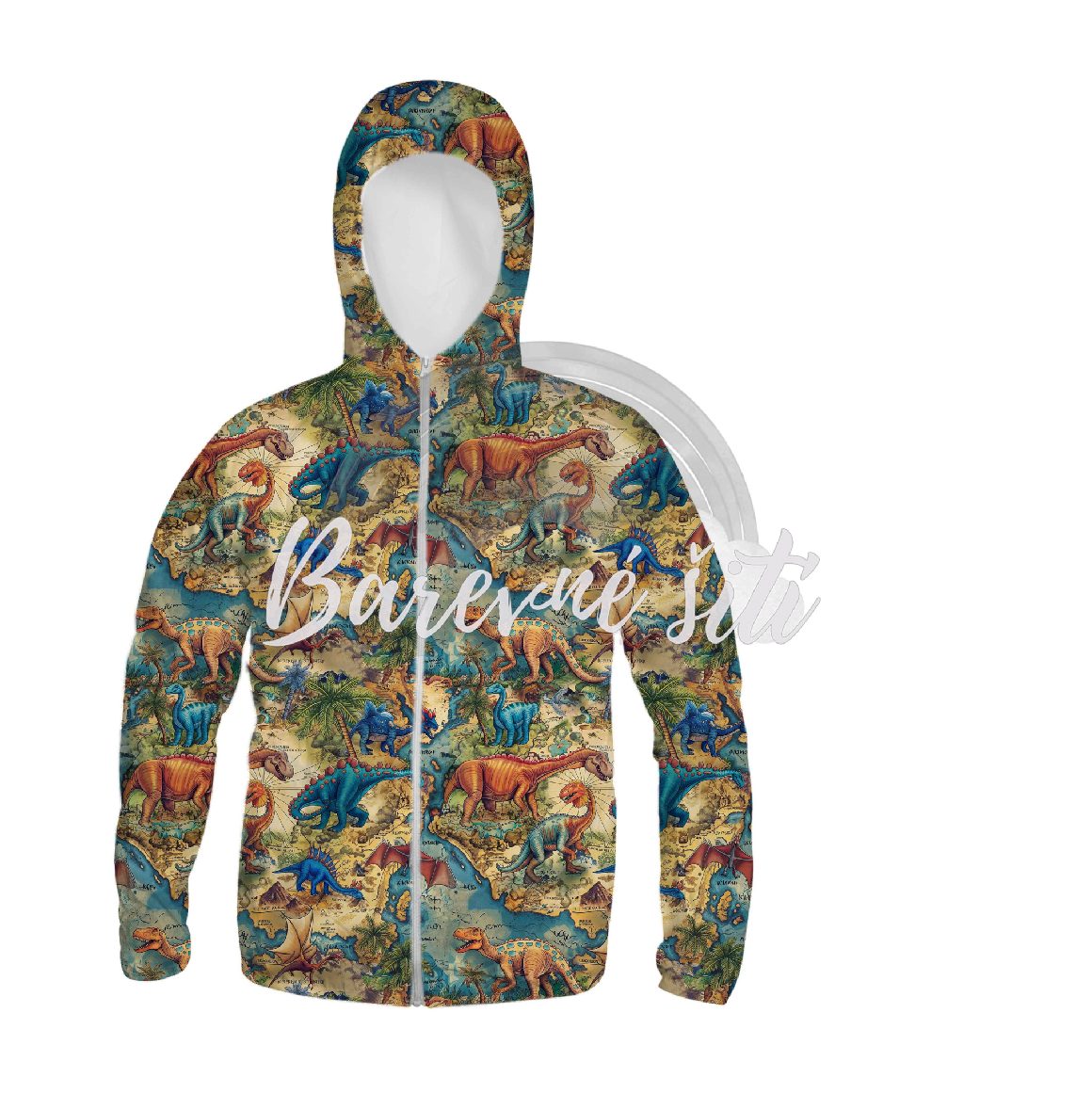 Zimní softshell Dinosauři na mapce PŘEDOBJEDNÁVKA (P)
