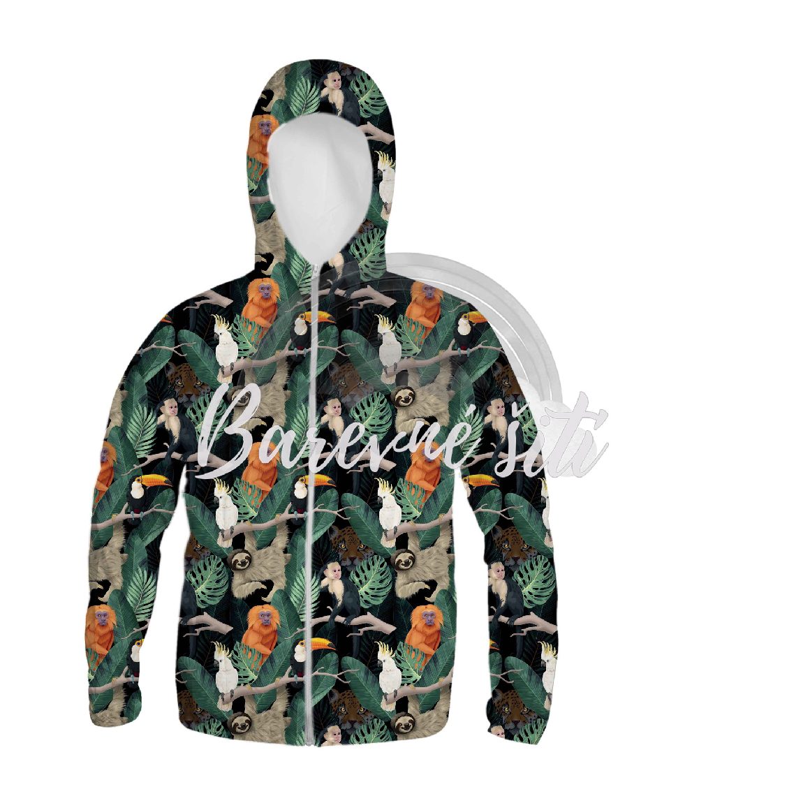 Zimní softshell Exotická zvířata a listy (E)