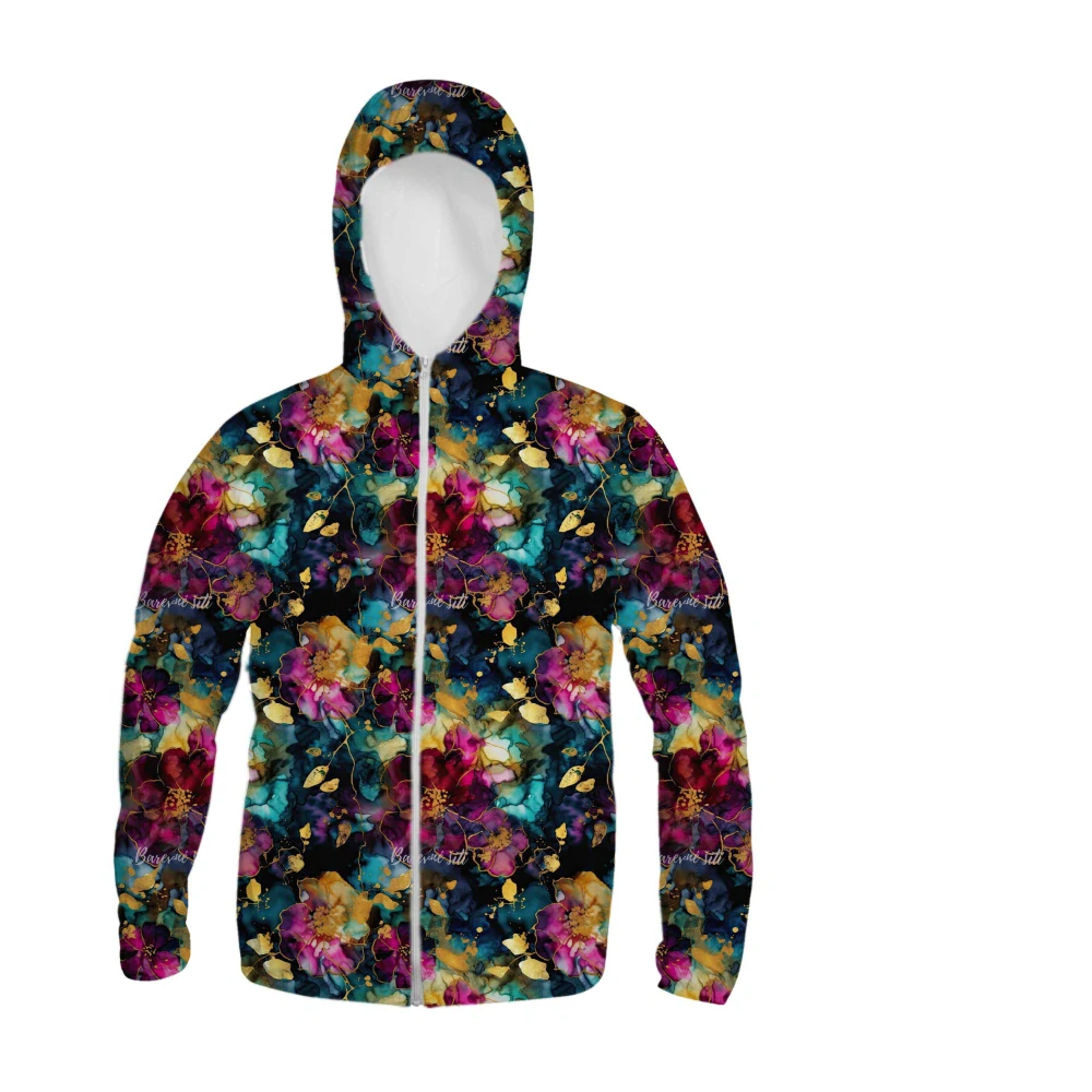 Zimní softshell Tmavší inkoustové květy se zlatem PŘEDOBJEDNÁVKA (P)