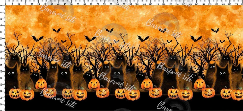 Úplet, Černé halloweenské kočky, panel (E)
