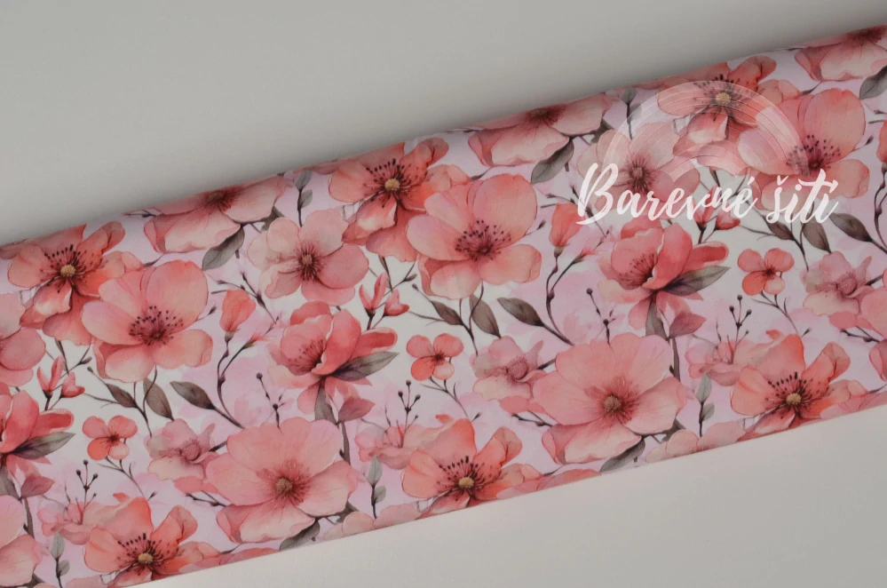 Teplákovina, Růžové otevřené květy (E) 1,05m/ks