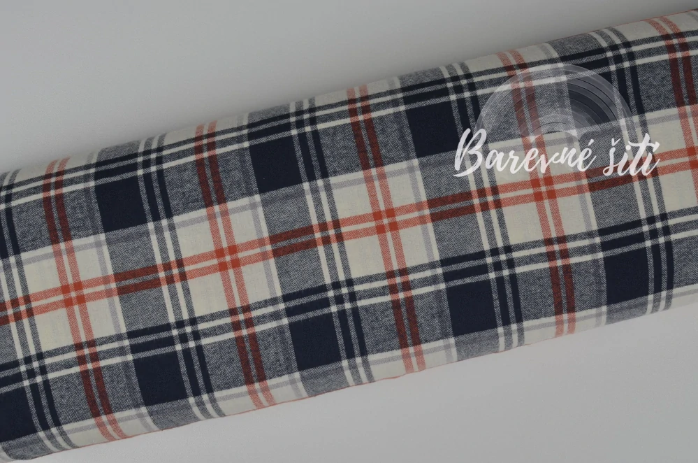 Bavlněný flanel Káro na ecru (E)