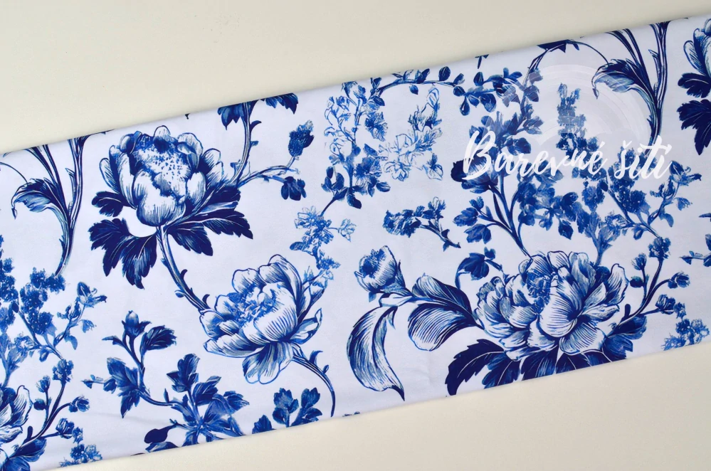 Úplet, Modrý květinový porcelán (E) 0,25m/ks