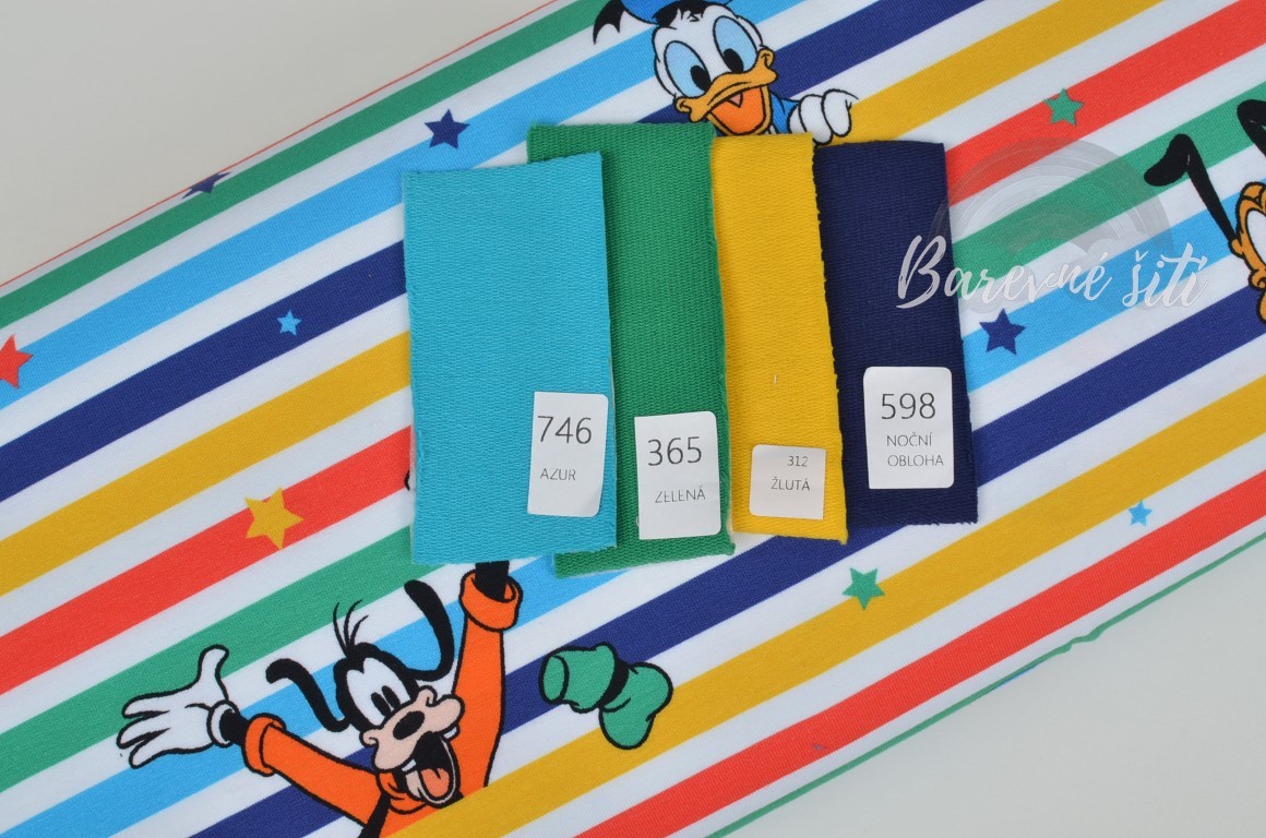 Úplet Mickeyho klubík barevné pruhy (E)