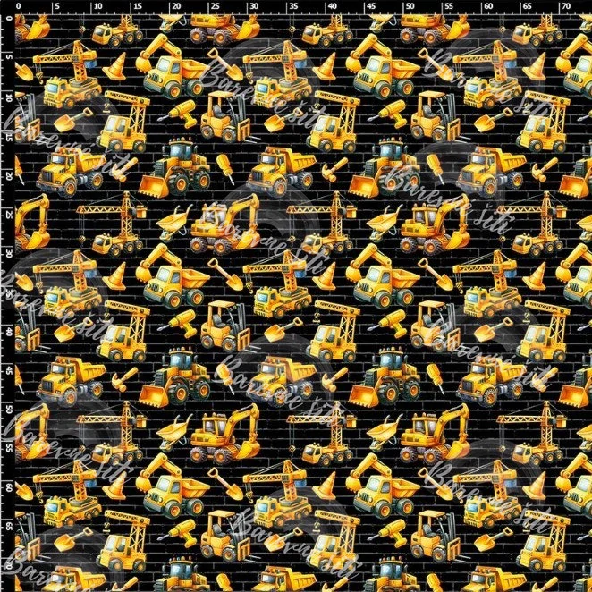Zimní softshell Žlutá pracovní auta a nářadí PŘEDOBJEDNÁVKA (P)