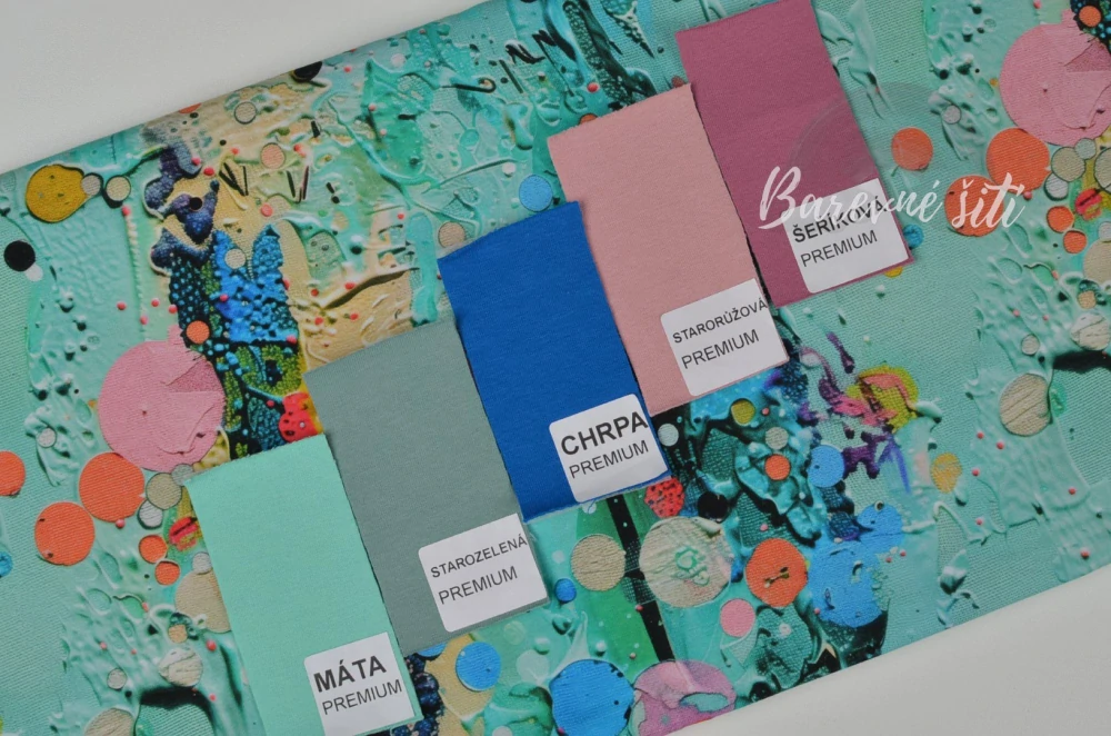 Teplákovina, Barevné fleky na světle zelené (E)
