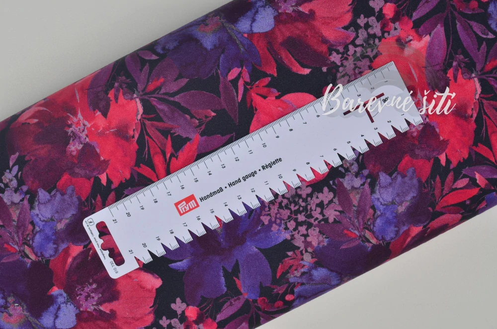 Viskoza, Růžovofialové květy 180g (E) 0,90m/ks