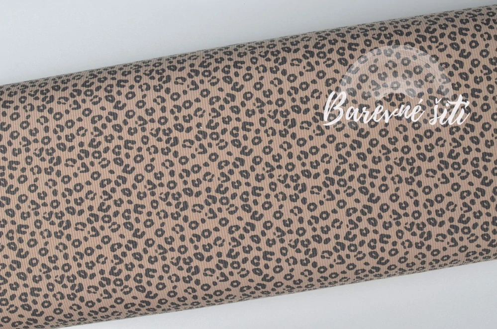 Žebrovaný úplet, Leopard béžový (E)