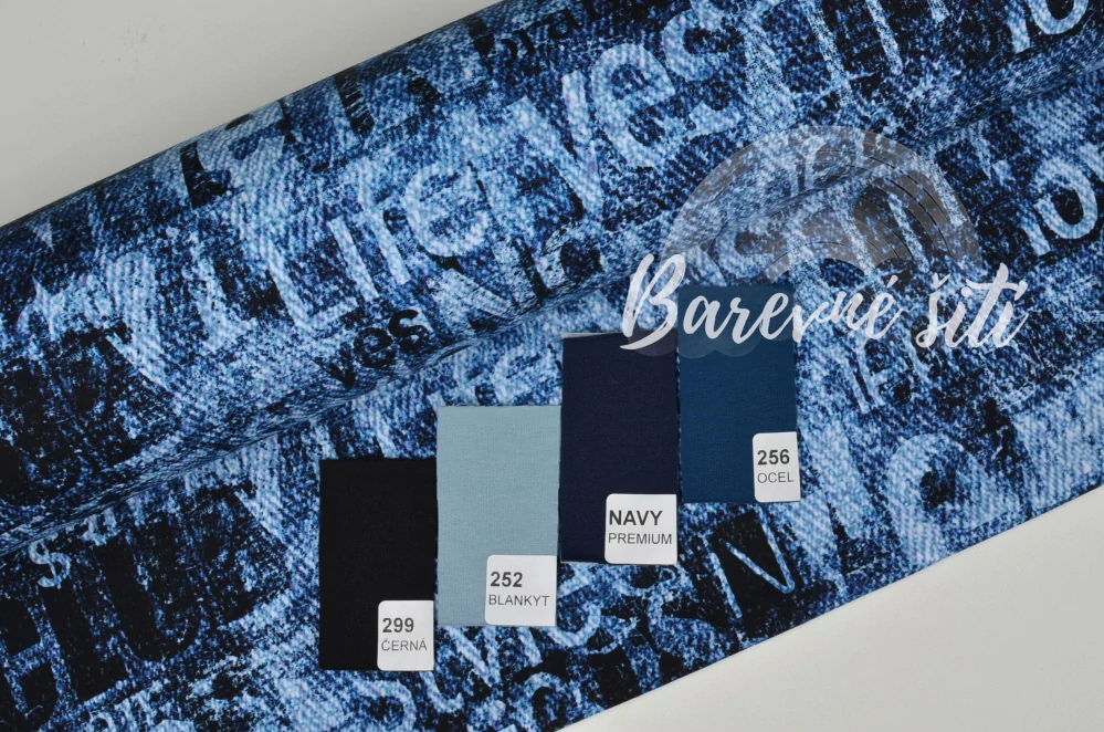 Úplet Denim blue, písmo (E)