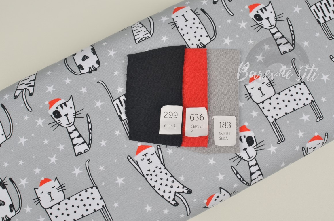 Teplákovina Vánoční kočičky (E)
