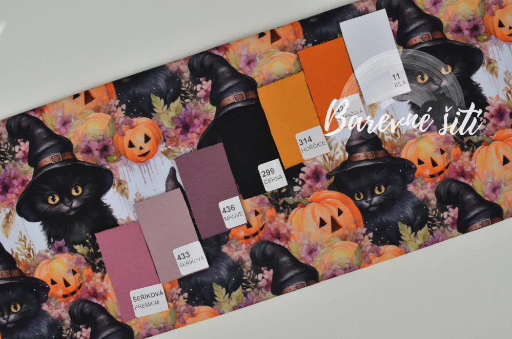 Teplákovina, Halloweenské černé kočky, dýně (E)