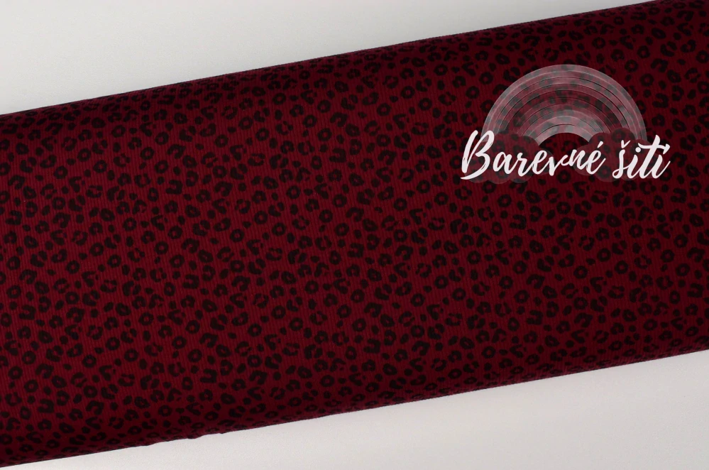 Žebrovaný úplet, Leopard bordó (E)