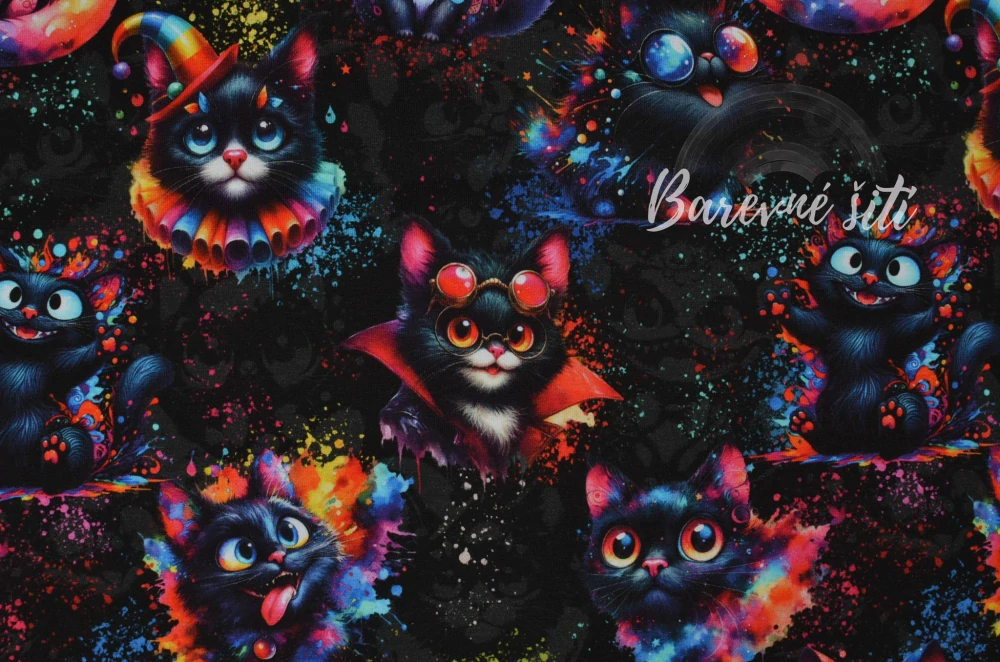 Úplet, Crazy cats barvy na černé (E)