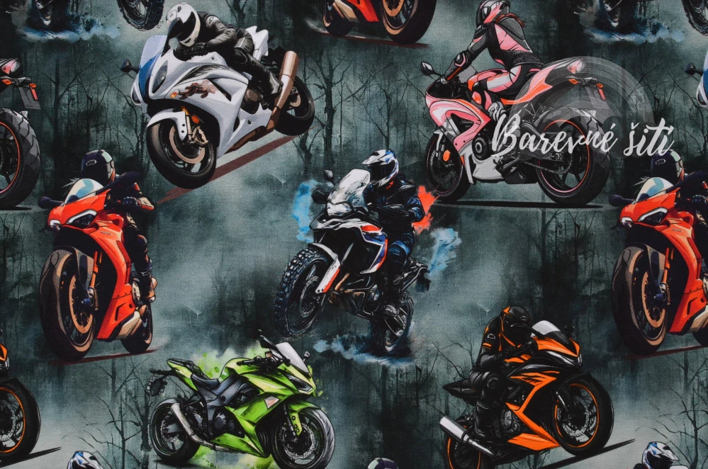 Úplet, Barevné motorky na šedé (E)