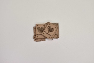 Štítek koženka, Handmade béžová krátký (E)
