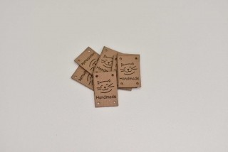 Štítek koženka, Handmade kočičky béžová krátký (E)