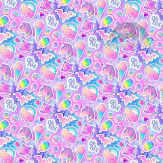 Úplet Sladkosti, duhy, jednorožci, pink (E)