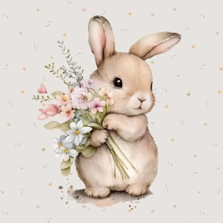 Teplákovina Zajíček s kytičkou, panel (E)