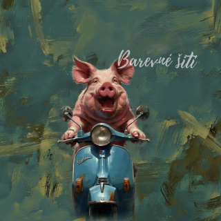 Úplet, Prase na skútru, panel (E)