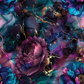 Silky, Fialovo purpurové růže se zlatou (E)