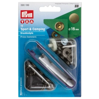 Stiskací knoflíky Sport CAMPING 15 mm staromosaz Prym (E)