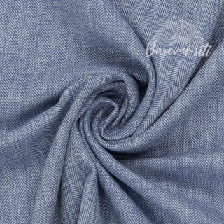 Len s bavlnou Rybí kost Denim (E)