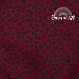 Žebrovaný úplet, Leopard bordó (E)